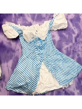 Leg avenue blue gingham dorothy milkmaid dress